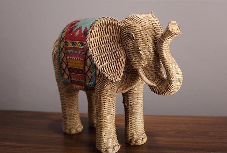 Resin feng Shui Elephant Statues-Decorative Weaving Style Elephant Family Statues -Mother and Child of Elephant Figurine Statue Sculpture Elephant Gifts for Women.(1 Pair)