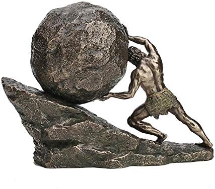 8 1/8 Inch Sisyphus and The Eternal Boulder Cold Cast Resin Bronze Finish Statue Home Decor