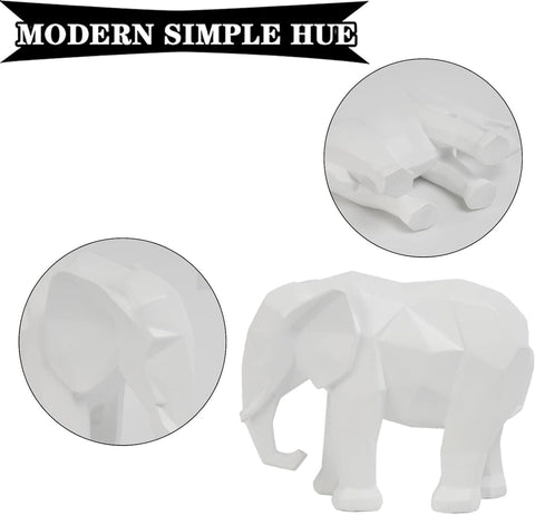 White Elephant Decor Origami Statue - Modern Elefantes Decoracion Casa, Resin Elephant Gift Figurines Decorations for Living Room 6 x 2.25 x 4.5 Inch