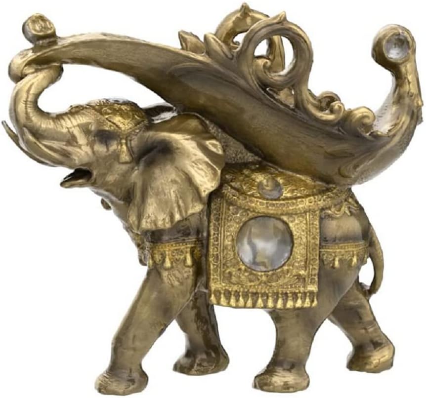 Lucky Wealth Thai Elephant Wine Rack Bottle Holder, Wine Rest Figurine Statue, Feng Shui Home Decor on Tabletops and Counters, Wine Lovers Anniversary Housewarming Unique Gifts for Her