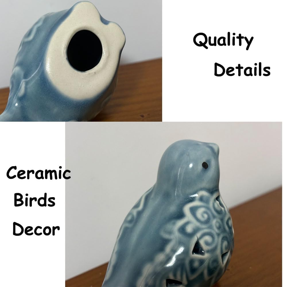 Small Animal Statues, Ceramic Bird Statues, Home Office Decor, Small Decor for Cabinet Shelves Entryway Bookcase TV Stand, Micro Landscape Accessories (Birds)