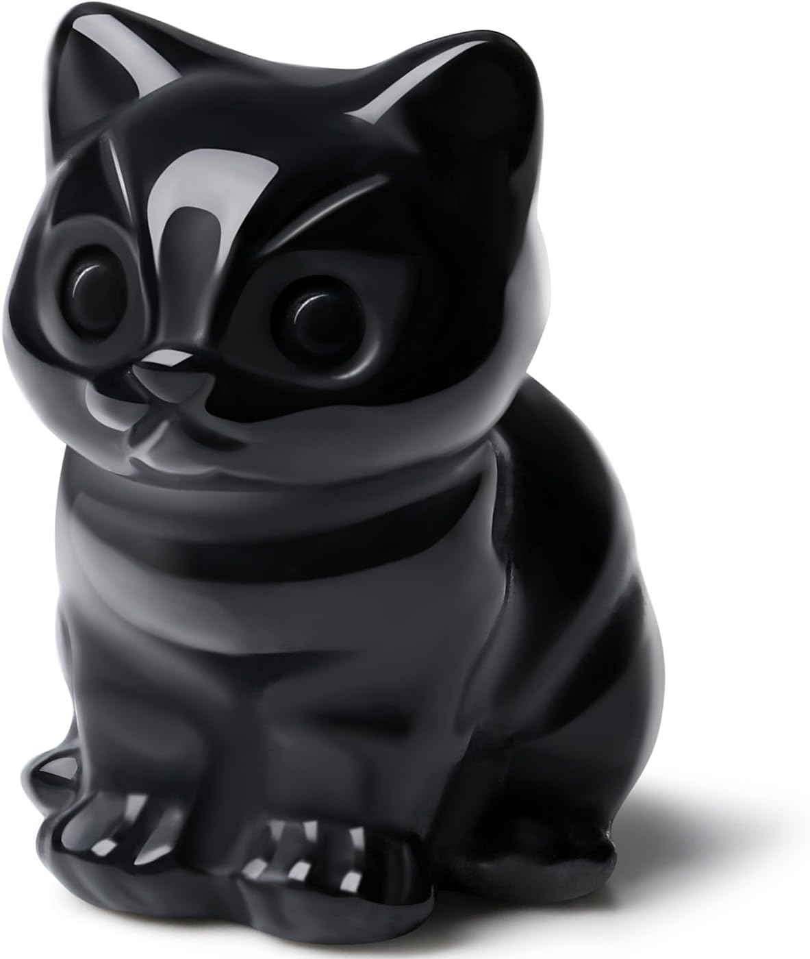 Cat Decor Black Obsidian Cat Crystal Figurines Crystals Gifts for Cat Lovers Men Women Lucky Cute Cat Statue for Room Desk Decor 1PC