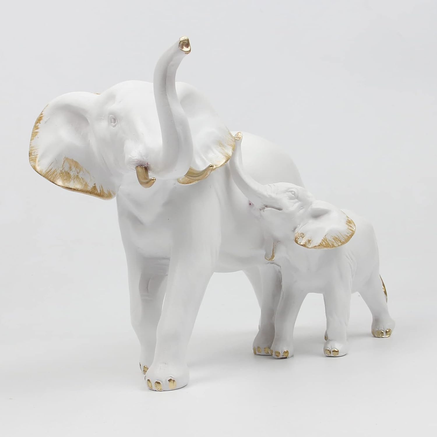 Elephant Figurines Ornaments, Elephant Resin Statue Decoration Animal Decor Lucky Elephant Gifts Home Decor for Office Bookshelf TV Stand Living Room