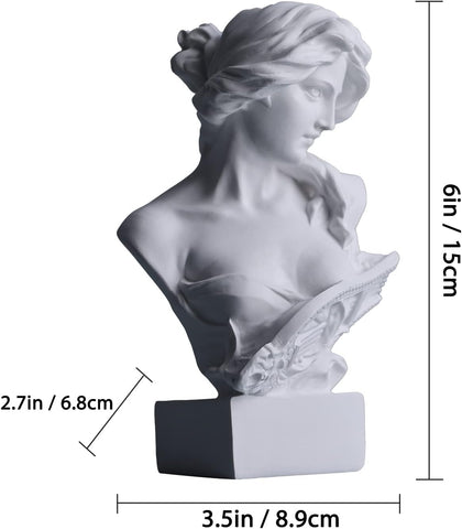 6" H Greek Mythology Bust Statue Decor,Artemis Statues Roman Goddess Figurines,Used for Sketch Practice Aesthetics Statues and Sculptures and Indoor Filling Space for Living Room, Bedroom and Study