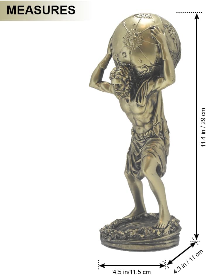 Atlas Statue -11.4 Inch Bronze, Home Library Decor, Office Decoration for Men, The World is Yours Statue, Goddess, Greek Mythology, Greek Sculpture