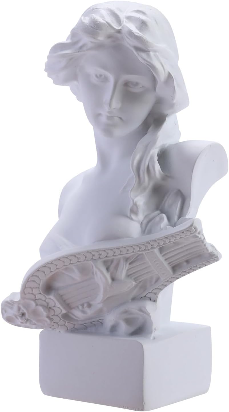 6" H Small Greek Goddess Bust Statue Sculpture Home Decorations, Classic Aphrodite Ancient Greek Mythology Head Statue Decor for Bookshelves, Shelves, Partition Decor (White)