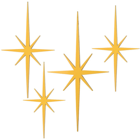 Blulu 4 Pcs Cast Iron Starburst Wall Decor 8 Pointed Atomic Stars Wall Hangings Mid Century Modern Elegance Wall Accents Easy Install Finish Metal Wall Art for Home Office Room(Dark Gray)