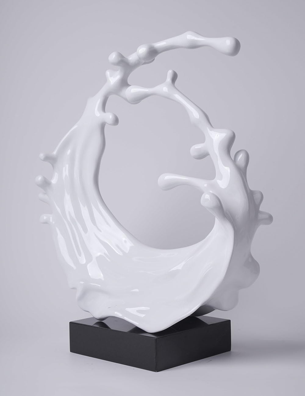 Abstract Sculpture Decor Modern Arts Sea Wave Figurine Table Centerpiece Statue Polyresin White 16.5 inch