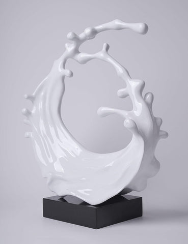 Abstract Sculpture Decor Modern Arts Sea Wave Figurine Table Centerpiece Statue Polyresin White 16.5 inch