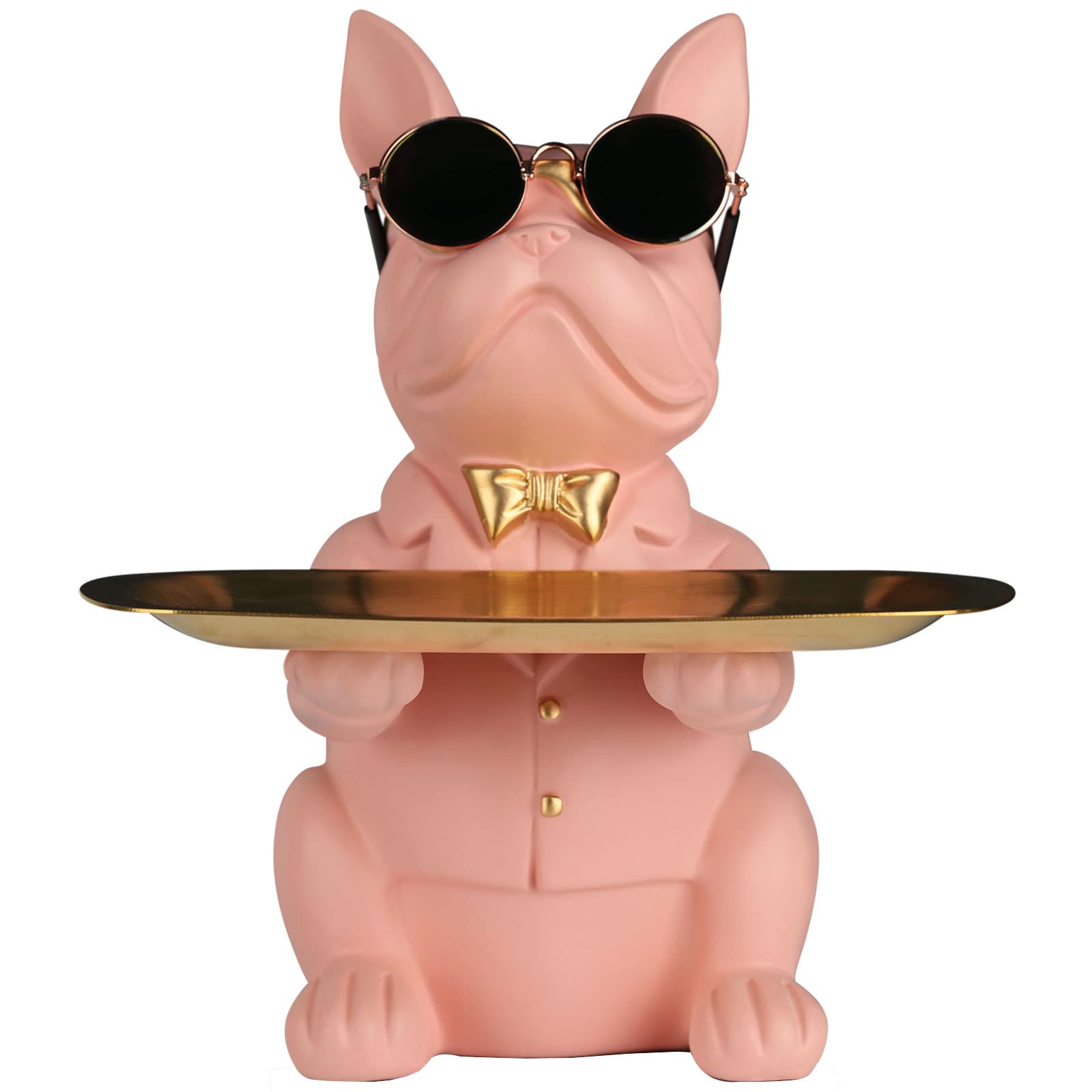 Modern Decor Resin Bulldog Tray Statue Piggy Bank Tray Storage Entrance Key Holder Candy Jewelry Earrings Tray Suitable for Home Decor Modern Art Dining Table Decor Office Small Object Tray