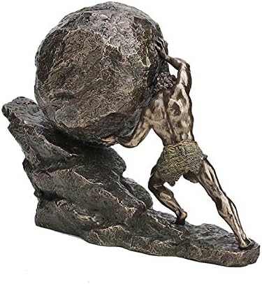 8 1/8 Inch Sisyphus and The Eternal Boulder Cold Cast Resin Bronze Finish Statue Home Decor