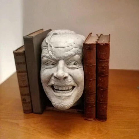 Sculpture of The Shining Bookend Library Here’s Johnny Sculpture Resin Desktop Ornament Book Shelf Funny Ornament