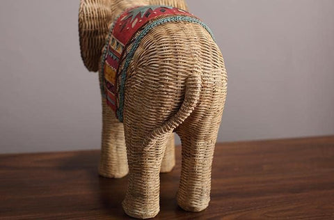 Resin feng Shui Elephant Statues-Decorative Weaving Style Elephant Family Statues -Mother and Child of Elephant Figurine Statue Sculpture Elephant Gifts for Women.(1 Pair)