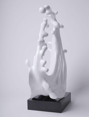 Abstract Sculpture Decor Modern Arts Sea Wave Figurine Table Centerpiece Statue Polyresin White 16.5 inch