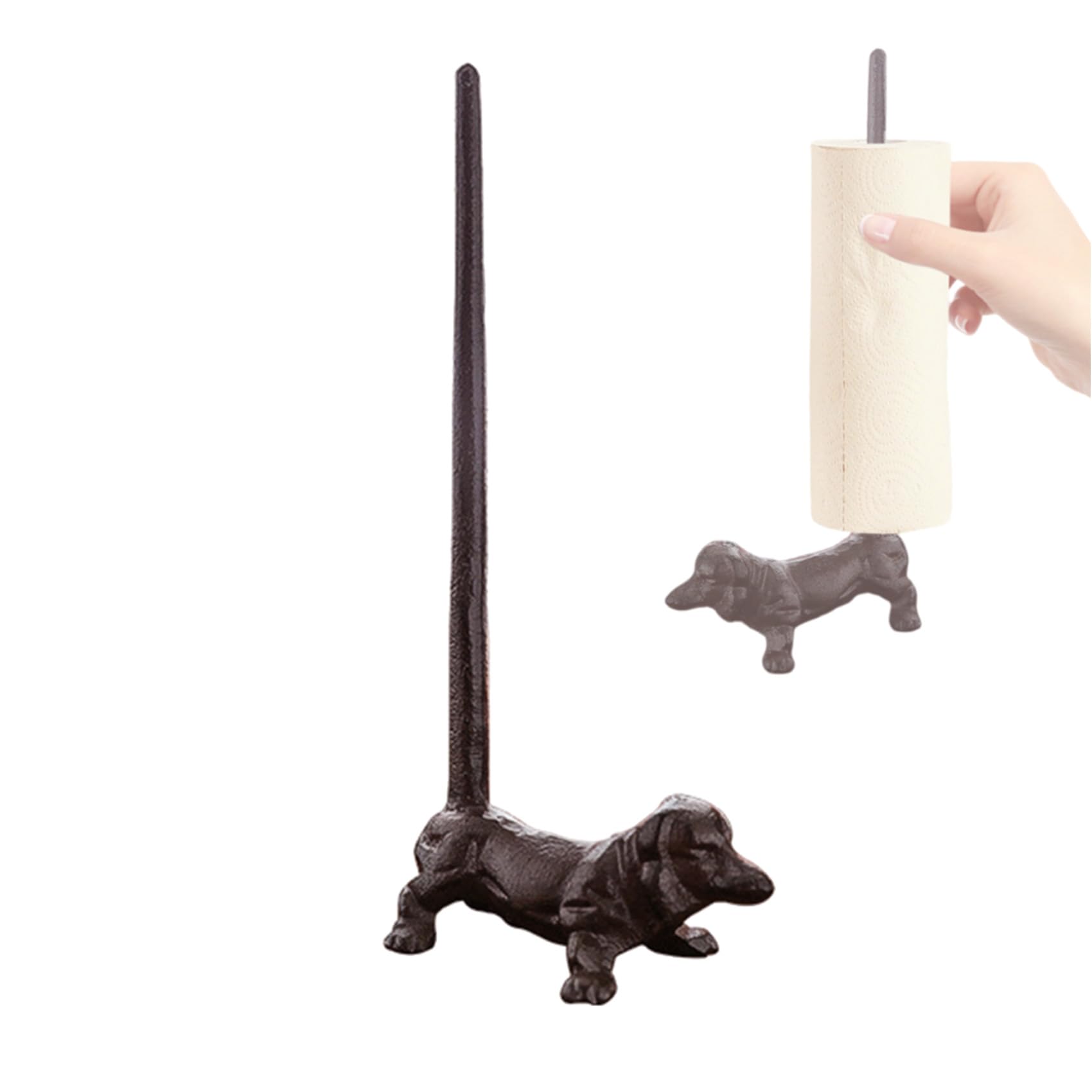 Elephant Toilet Paper Holder 16'' Cast Iron Paper Towel Holder Funny Toilet Paper Holder for The Floor or Counter in The Kitchen or Bathroom Bronze Rustic,Elephant