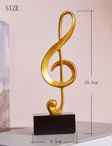 HAUCOZE 3pcs Music Note Decor Musical Decoration Gifts Table Centerpiece Sculpture Piano Statue Gold 7.5 inch