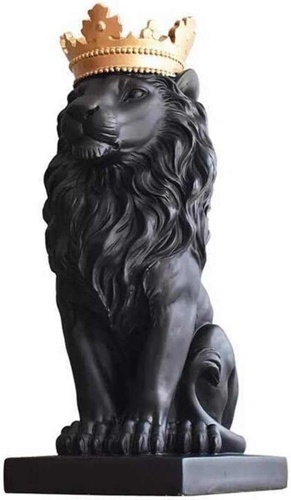 H&W 15''H Lion King Statue, Nordic Style Home and Study Decoration, Collectible Figurines, Best Gift for The Man, Black (HH16-D1)