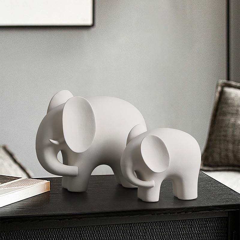 Modern Simple Ceramic White Elephant Living Room Home Office Decoration (Large White Elephant)