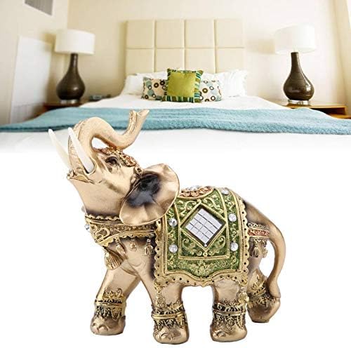 Feng Shui Elephant Statue Sculpture,5.5''H Green Thai Elephant Sculpture with Trunk Facing Upwards Wealth Lucky Figurine Feng Shui Wealth Figurine for Office Home Decor(Green L)