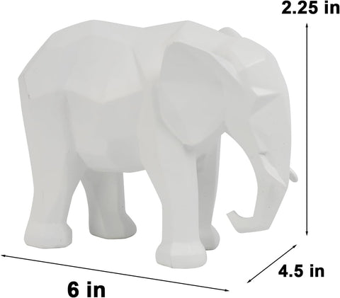 White Elephant Decor Origami Statue - Modern Elefantes Decoracion Casa, Resin Elephant Gift Figurines Decorations for Living Room 6 x 2.25 x 4.5 Inch