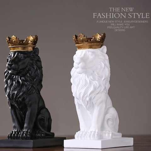 H&W 15''H Lion King Statue, Nordic Style Home and Study Decoration, Collectible Figurines, Best Gift for The Man, Black (HH16-D1)