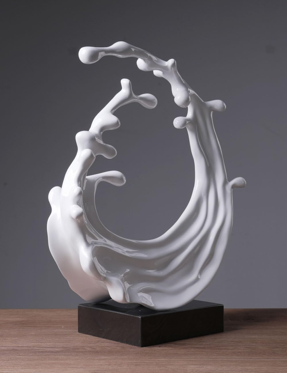 Abstract Sculpture Decor Modern Arts Sea Wave Figurine Table Centerpiece Statue Polyresin White 16.5 inch