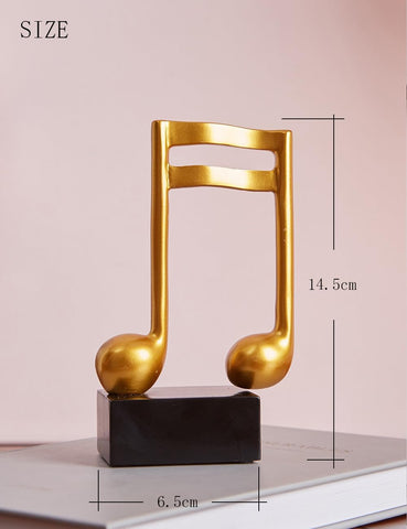 HAUCOZE 3pcs Music Note Decor Musical Decoration Gifts Table Centerpiece Sculpture Piano Statue Gold 7.5 inch