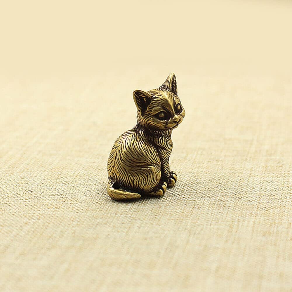 Brass Cat Figurine Small Cat Statue Animal Figurines Home Desktop Decoration