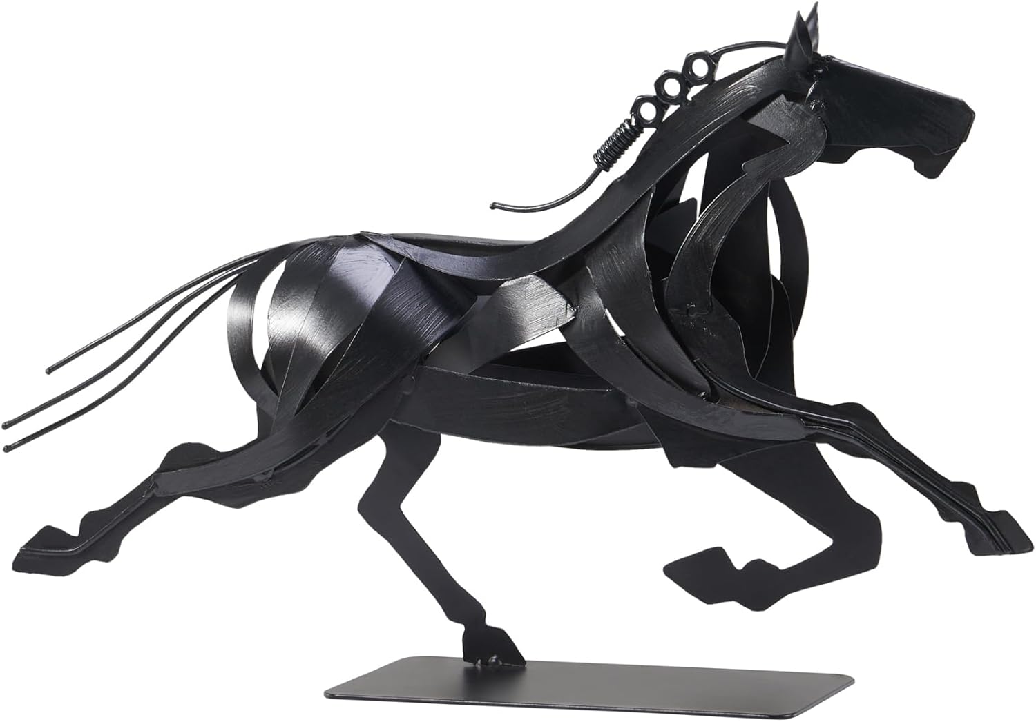 Running Horse Sculpture Western Decor, Handmade Metal Horse Statue Home Decor, Rustic Animal Statue Gifts for Women (Black)