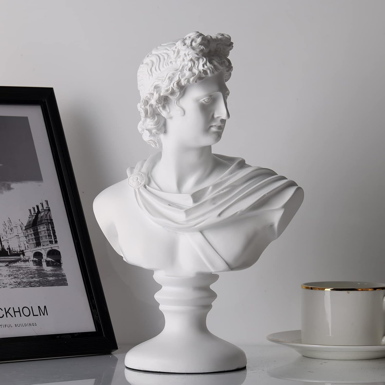 11.8 Inch Greek Statue of David, Classic Roman Bust,David Bust,Greek Mythology Sculpture for Home Decor,Large Roman Goddess Apollo Sculpture for Home Décor Resin Crafts for Sketch Practice Artist