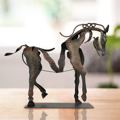 Art Metal Horse Statue Decor,Handmade Modern Horse Carving Crafts,Metal Horse Sculpture Decorations Gift for Home, Office, Bookshelf, firplace Figurine