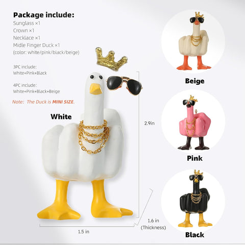 Middle Finger Gifts, Cute Black Middle Finger Duck Statue for Home Decor, Duck You Sculptures Cool Fun Gag Gift (Black)