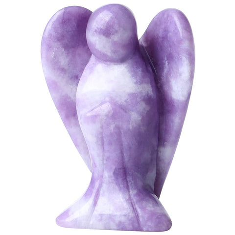 QINJIEJIE Amethyst Crystal Angel Crystals Healing Stones Guardian Angel Statue Pocket Gemstone Purple Decor Polished Peace Cute Carved Angel Figurine Spiritual Meditation for Women Men Love Gift