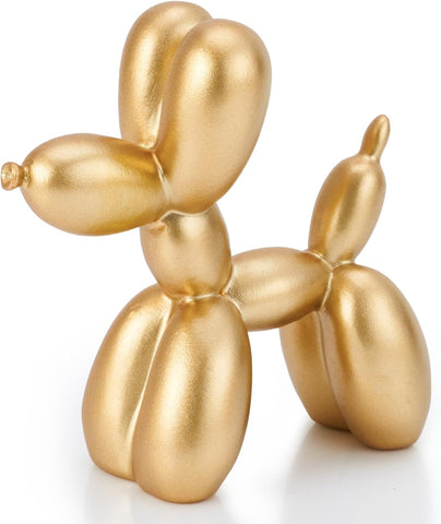 Shiny Balloon Dog Statue Decor, 4 inch Electroplate Gold Balloon Dog Animal Sculpture, Small Nick Nacks for Shelf Decor, Small Eclectic Decor Desktop, Vibrant Balloon Dog