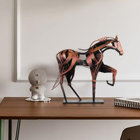 Handmade Horse Statue - Unique Rustic Decor for Office & Home - Hand-Painted Metal Sculpture - Perfect Handicraft Gift for Horse Lovers (Blue)