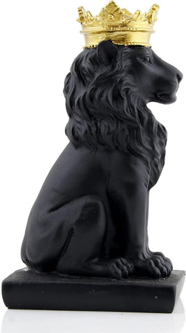 Golden Crown Lion King Statue Decor for Shelf Nordic Style Home and Study Decoration Royal King Lion Figurine Home Decorations