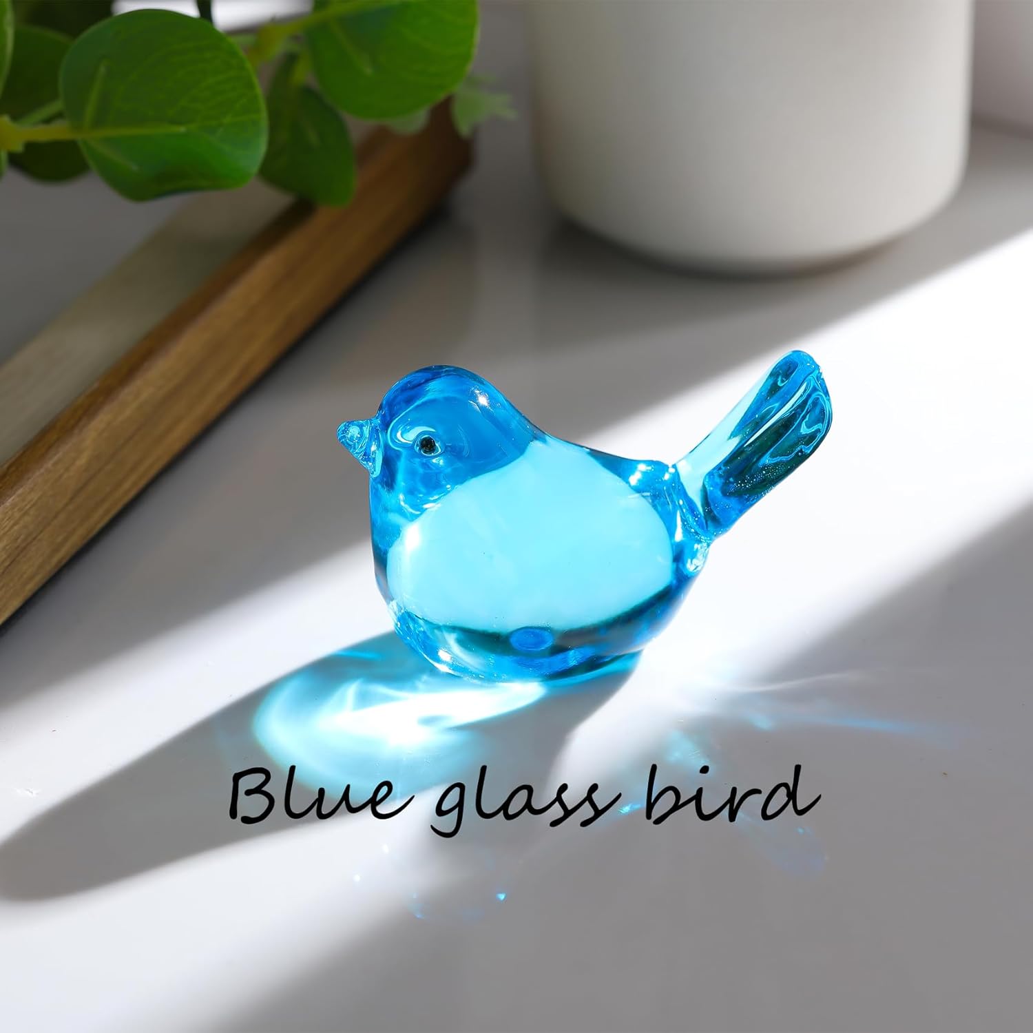 Handmade Glass Pink Bird Gifts for Bird Lovers Women Men, Art Glass Birds Collectible Figurines for Desk Table Home Office Decoration