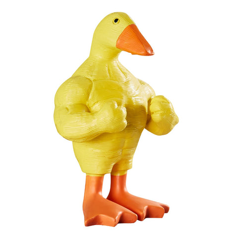 Funny Muscle Duck Statue Home Decor，Cute Little Duck Garden Figurine，Little Duck Craft Decoration Sculpture，Statues for Office Desk Home Decor Figurines Entryway Table Decor(White)