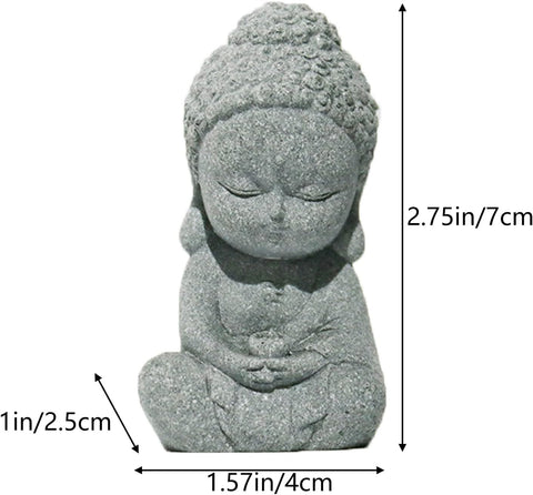 Meditation Buddha Statue Mini Sitting Zen Sandstone Budha Decoration Statues for Home Desktop Buddhist Decor Collection Gift,Meditation Buddha,S