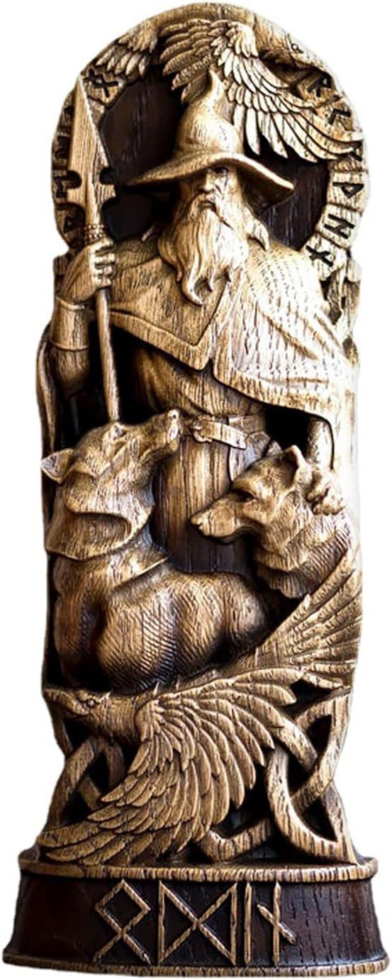 Norse Gods Odin Statue Altar Goddess Statue Resin Craft Viking Mythology Scandinavian Pantheons Home Wine Cabinet Orament