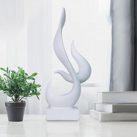 Dosker White Flame Sculptures Home Decor, Abstract Statues Coffee Table Decor for Living Room, Office Desk Figurines and Kitchen Decorations