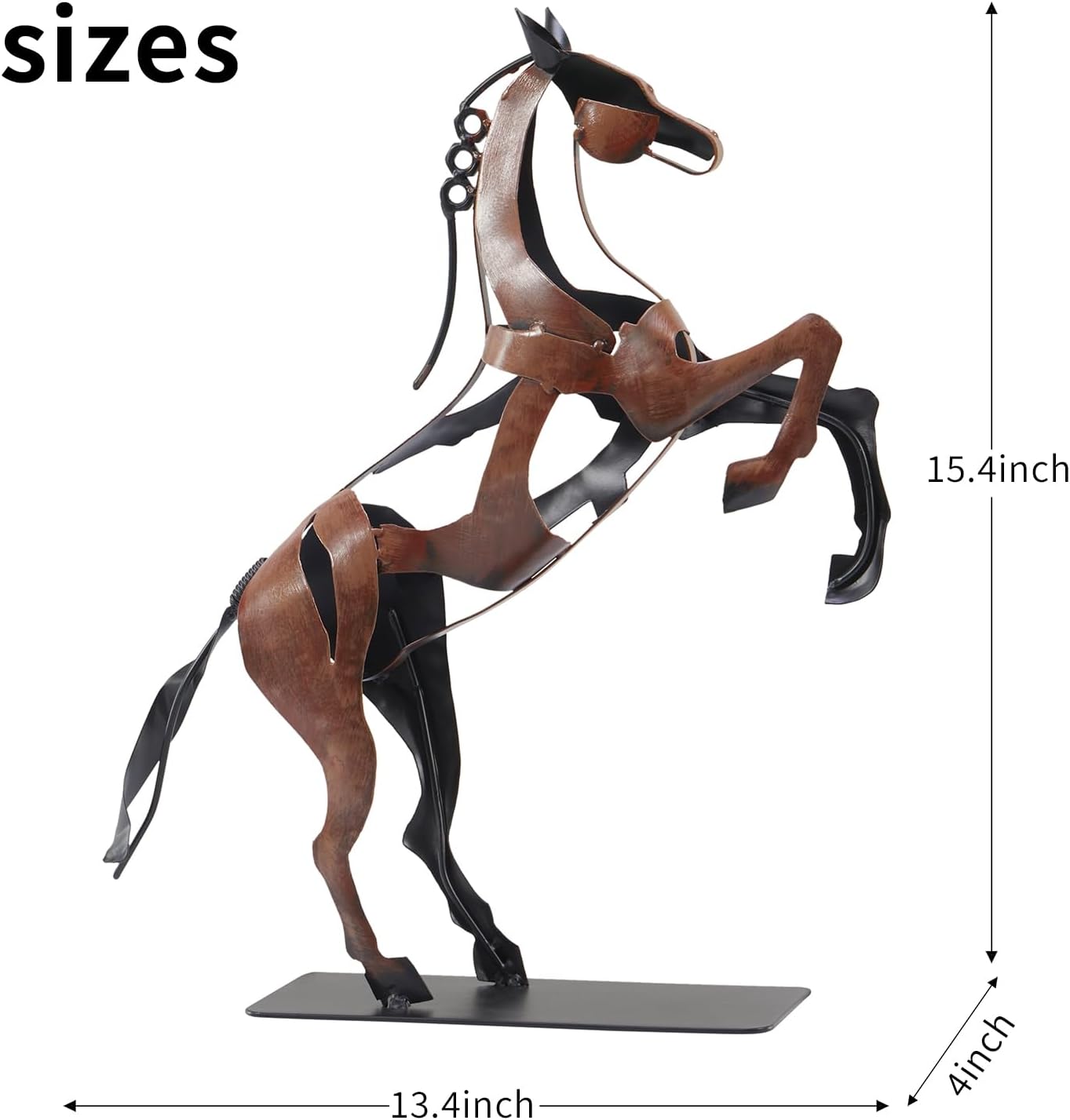 Standing Horse Statue - Hand Painted Metal Desktop Sculpture, Home & Office Animal Statue, Memorial Gift for Horse Lovers (Black)