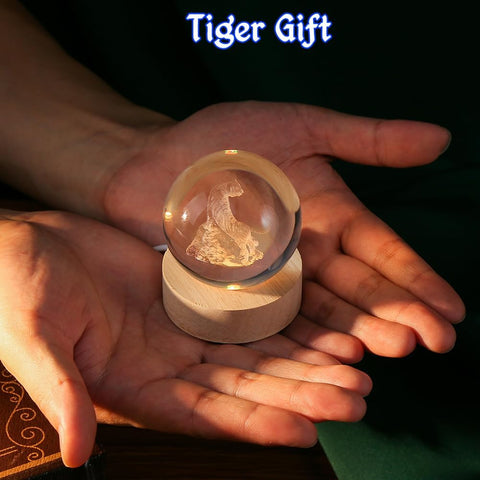 3D Cat Themed Gifts for Women Decor for Cat Lovers Cat Mom Crystal Ball Cat Related Sympathy Presents with Wooden Light Base