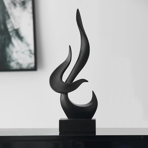 AWNR White Flame Abstract Sculpture Resin Art Statue Modern Home Decor for Living Room TV Stand Office Shelf Accents Minimalist Figurines Centerpiece Table Decorations