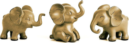 Small Elephant Statues, Green Set of 3 Cute Home Decor, Figurine Decorative Ornaments for Living Room, Bedroom, Office Desktop, Cabinets, Unique 1223