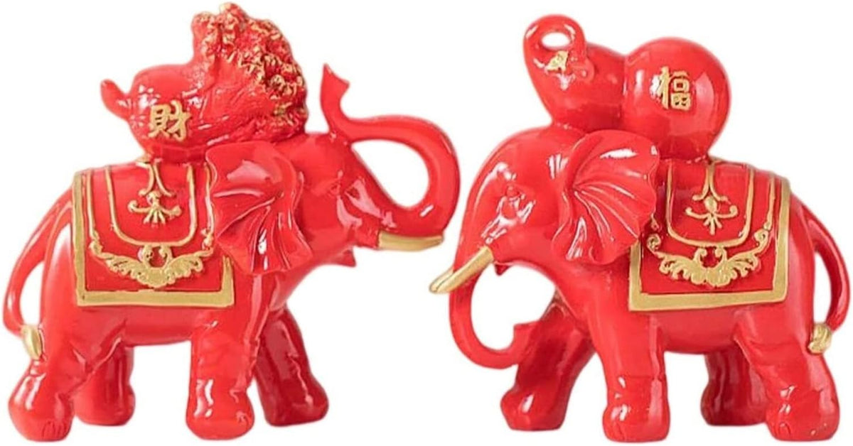 Sculpture Desktop Ornament Ideal for Gift, Art Statue 2 Pieces Elephant Statue/Home Decoration Standing Creative Resin Modern Gifts Figurine/for Bedroom Office Desktop Living Room Cabinet