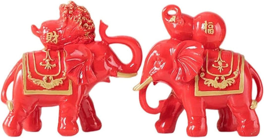 Sculpture Desktop Ornament Ideal for Gift, Art Statue 2 Pieces Elephant Statue/Home Decoration Standing Creative Resin Modern Gifts Figurine/for Bedroom Office Desktop Living Room Cabinet 1500