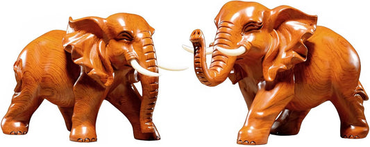 Set of 2 Solid Wood Elephant Sculptures,Elephant Statue, Decorative Statue, Room Decoration, Home Decoration, Modern Art Sculpture, Handmade, Gift for Mom, Dad, Women, Lucky, Healthy,15cm 1500