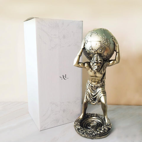 Atlas Statue -11.4 Inch Bronze, Home Library Decor, Office Decoration for Men, The World is Yours Statue, Goddess, Greek Mythology, Greek Sculpture