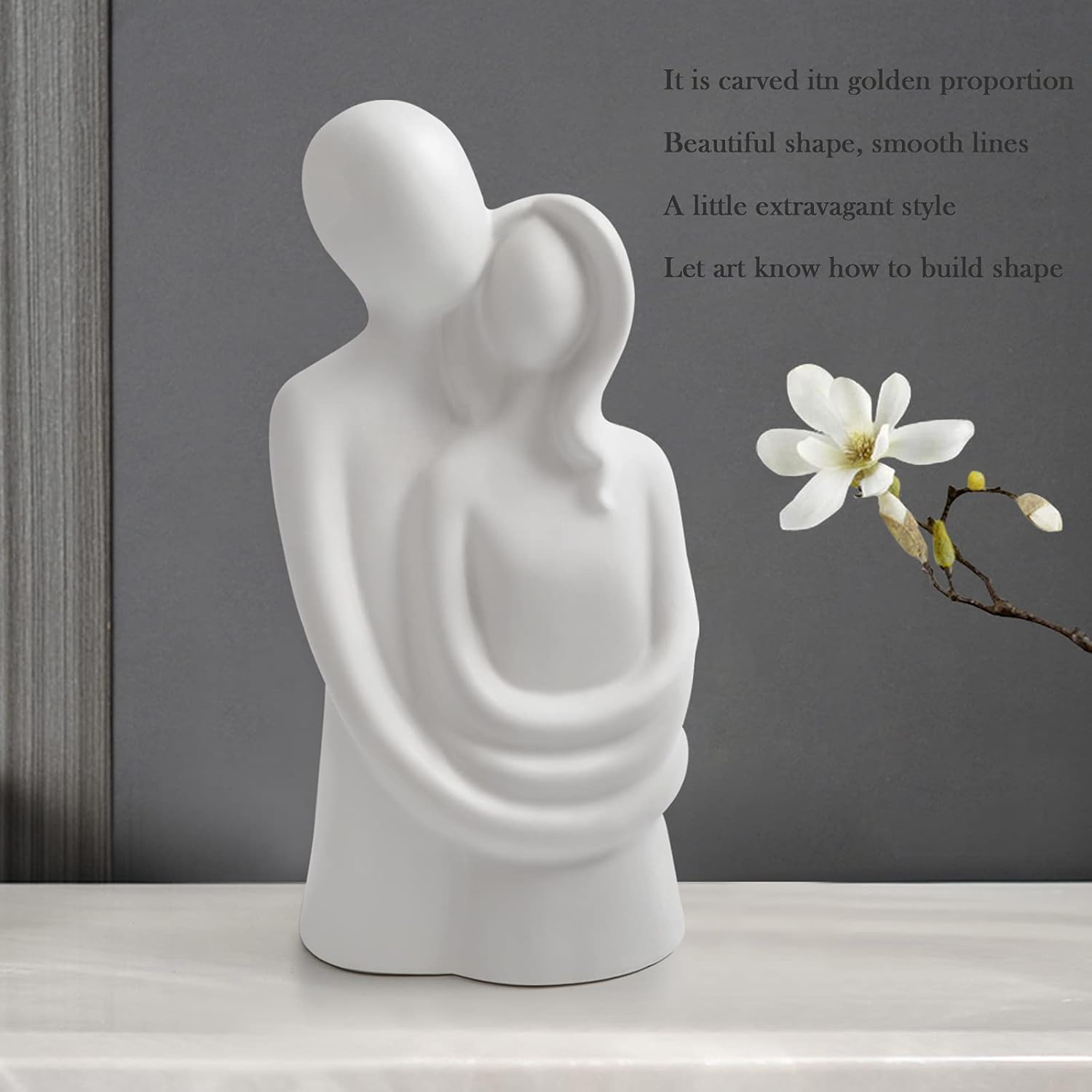 Notakia Hugging Couple Sculptures Home Decor Modern Romantic Love Statue for Office Bookshelf Desktop Decorations (Hugging Couple White)